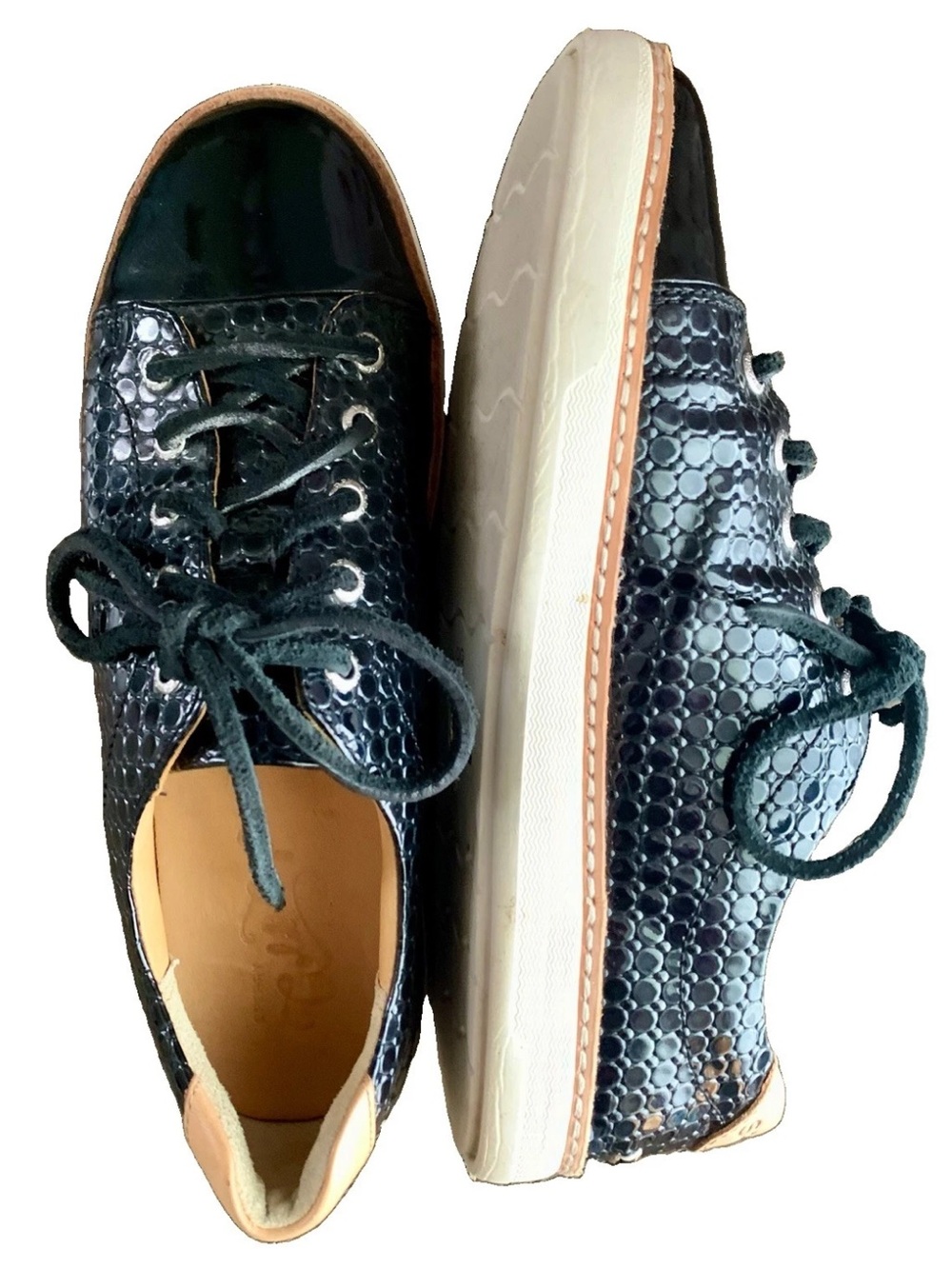 SPERRY Topsider Premium Gold Cup Boat Shoe Lace-Up Deck LTR Lambskin BLK WMNS 6